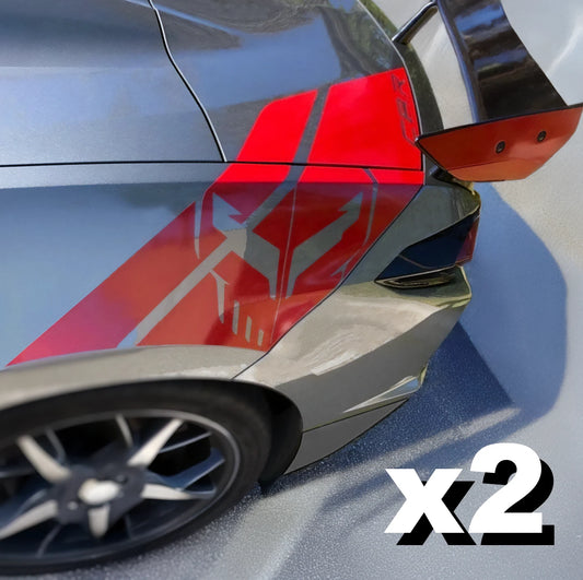 x2 2020-2026 C8 Corvette Graphics Rear Fender Decals Jake Logo GLOSS RED