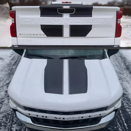 FULL SET Chevrolet Silverado Vinyl Stripes Decals 2019 - 2025 in Matte Black