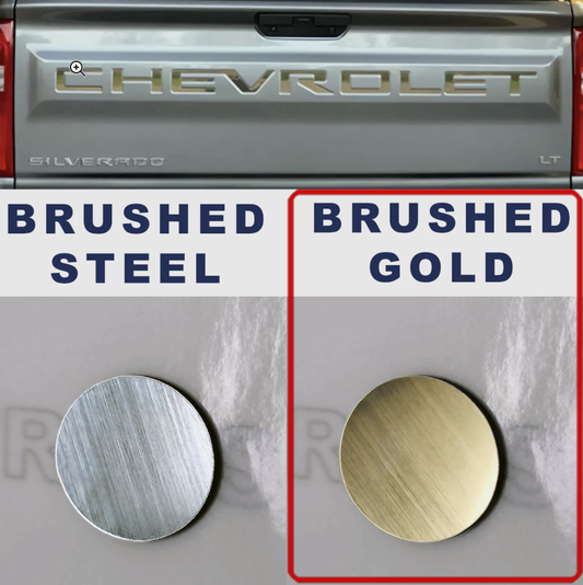 SET OF 2: Grill Letters Inserts + Tailgate Inserts 2019 - 2021 Silverado in BRUSHED GOLD