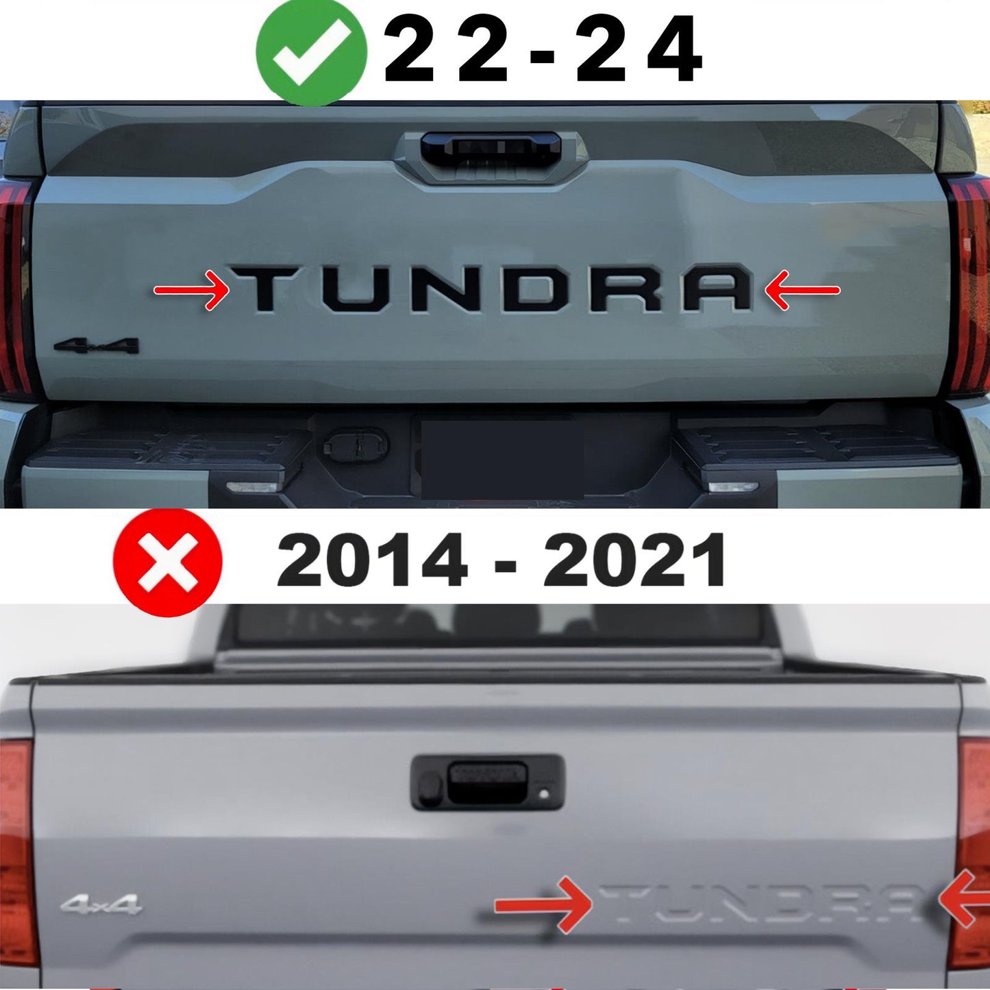 Matte Black Raised Plastic Letters Inserts Toyota Tundra 2022 2023 2024 Tailgate