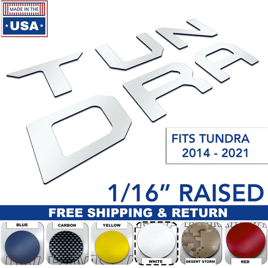 White Raised Plastic Letters Inserts Toyota Tundra 2014-2021 Tailgate