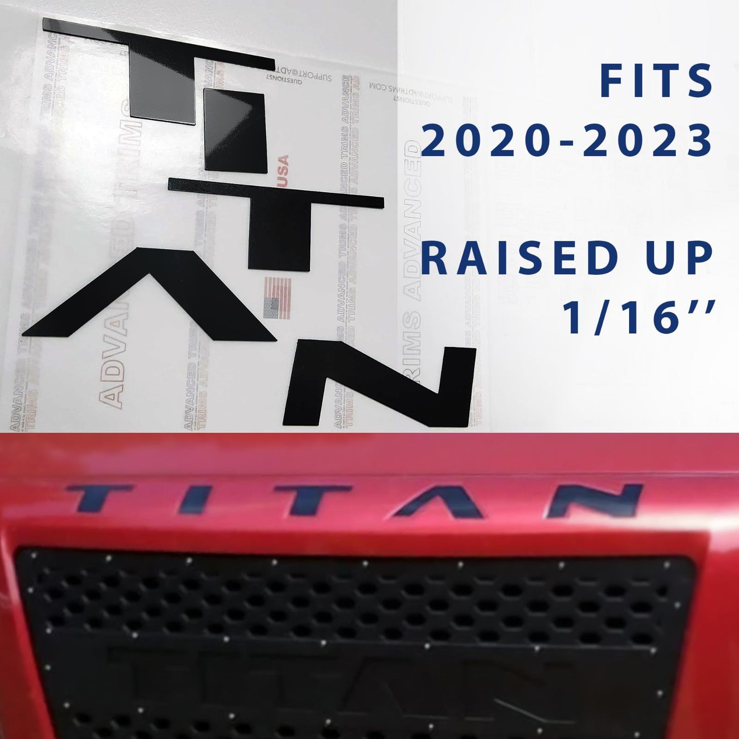 Gloss Black Plastic Letters Nissan Titan Front Grill Hood 2020 - 2024