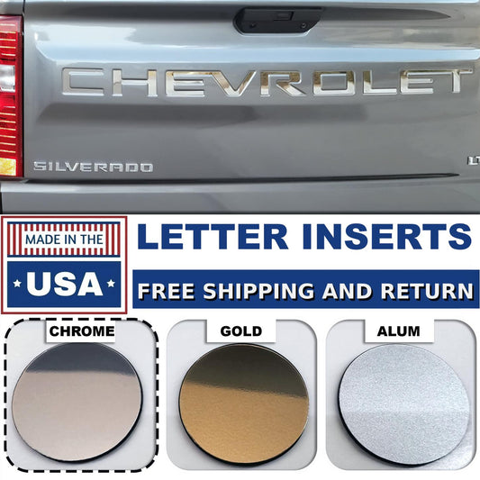 SET OF 2: Chrome Tailgate + Overlay Grill letters Chevrolet Silverado 2022-2024