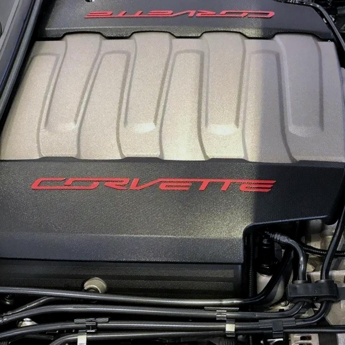 RED C7 Engine Cover OVERLAY Plastic Letters Set For 2014-2019 Chevy Co ...