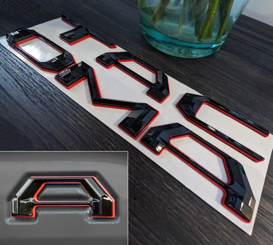 Double Layer 3D Letters Inserts fits 2016-2023 Tacoma Tailgate Black Red Outline