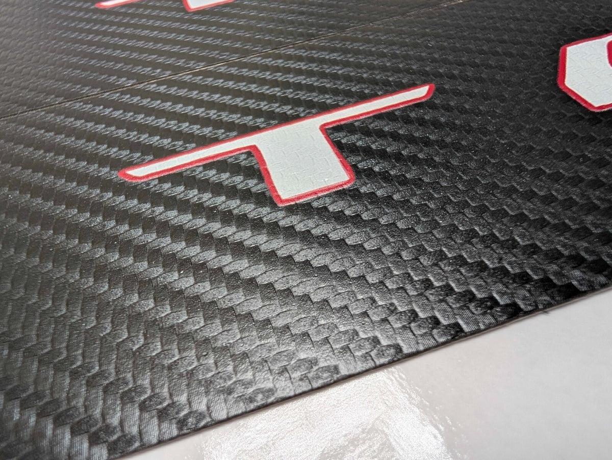 4-Pack TRD Pro Red Outline Car Door Sill Scuff Plates – Black Self-Adhesive Threshold Strips