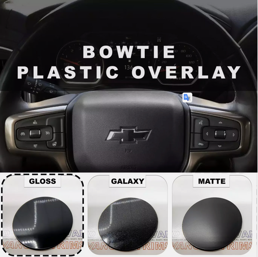 Gloss Black Steering Wheel Bowtie Overlay Chevy Silverado 2014-2025 NOT VINYL