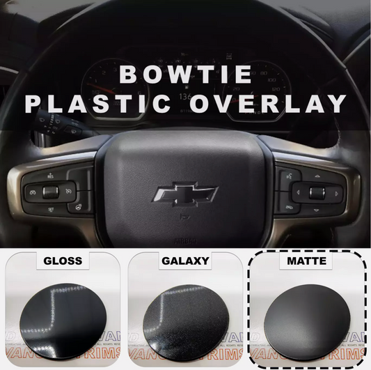 Matte Black Steering Wheel Bowtie Overlay Chevy Silverado 2014-2025 NOT VINYL