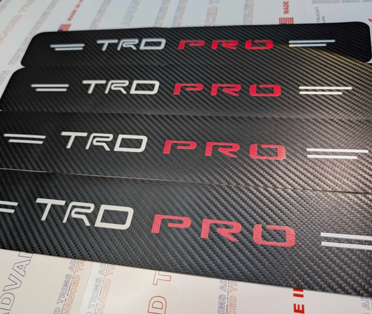 4Pcs Car Threshold Strip Door Plate Sill Scuff Cover Stickers TRD PRO WHITE RED