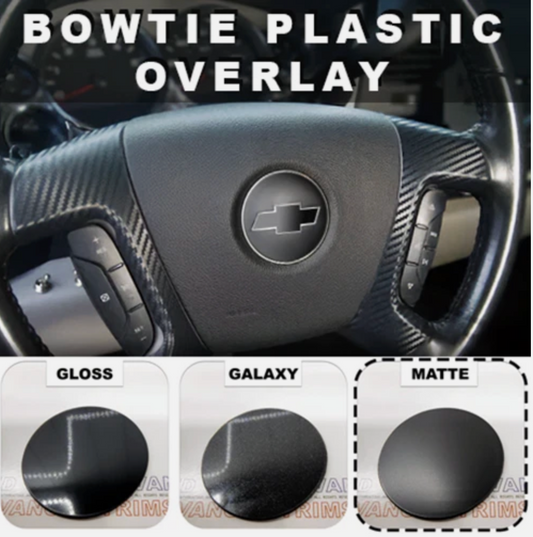 Matte Black Steering Wheel Bowtie PLASTIC Overlay 7-13 Chevy Impala NOT VINYL
