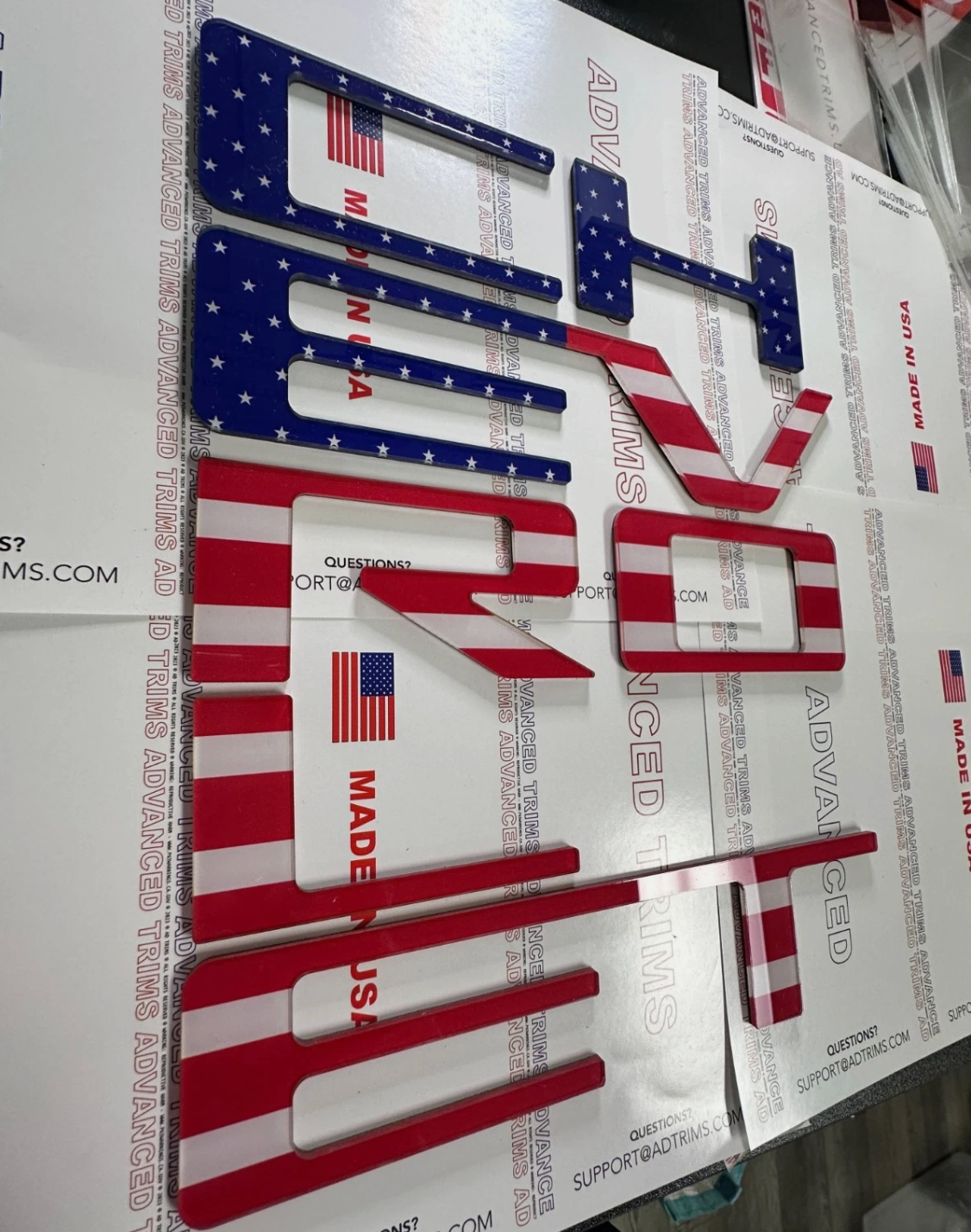 US FLAG PATRIOTIC Raised Plastic Tailgate Letters Inserts CHEVY COLORADO 2023 2024 2025 2026