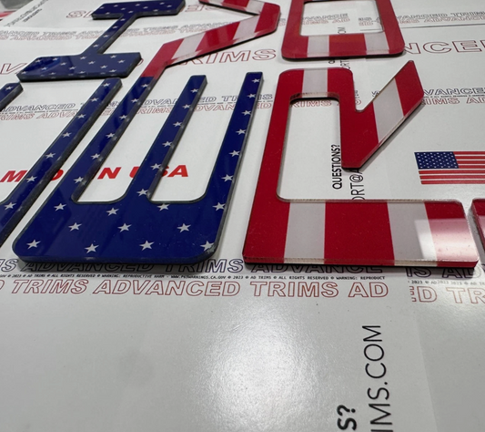 US FLAG PATRIOTIC Raised Plastic Tailgate Letters Inserts CHEVY COLORADO 2023 2024 2025 2026