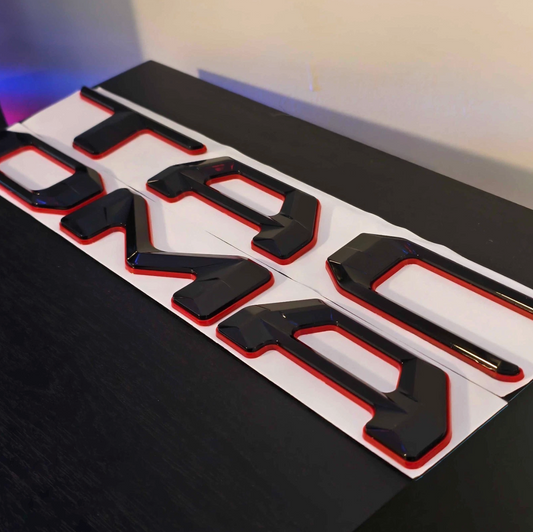 Double Layer 3D Letters Inserts fits 2024 2025 2026 Tacoma Tailgate Black Red Outline