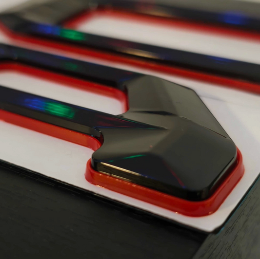 Double Layer 3D Letters Inserts fits 2024 2025 2026 Tacoma Tailgate Black Red Outline