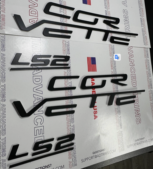 x2 05-2007 C6 Corvette LS2 Engine Fuel Rail Cover GLOSS BLACK LETTERS not vinyl