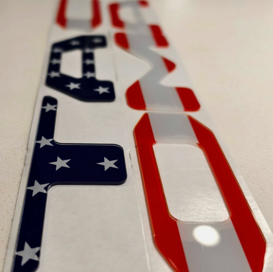 3D US FLAG TAILGATE LETTERS COMPATIBLE WITH TOYOTA TACOMA 2024 2025 2026 US MADE  ADVANCED TRIMS