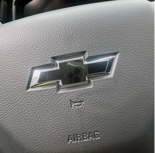 Gloss Black Steering Wheel Bowtie Overlay Chevy Silverado 2014-2026 NOT VINYL