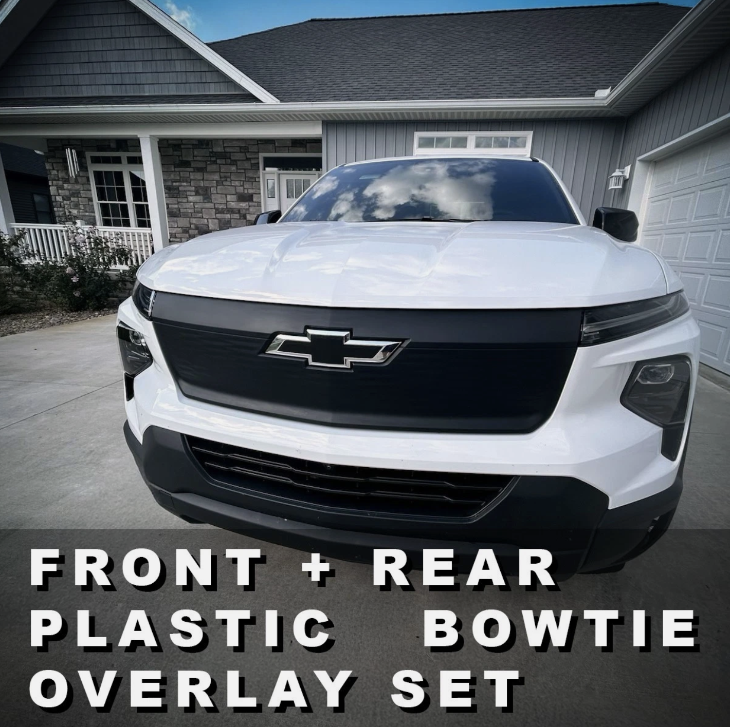 Gloss Black Plastic BowTie GRIL+TAIL Overlay For 24-2025 SILVERADO EV not vinyl