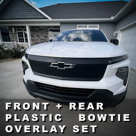 Gloss Black Plastic BowTie GRIL+TAIL Overlay For 24-2025 SILVERADO EV not vinyl