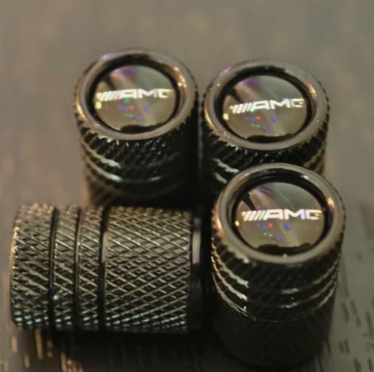 4x fits Mercedes AMG Tire Valve Stem Caps For Car Truck ON BLACK