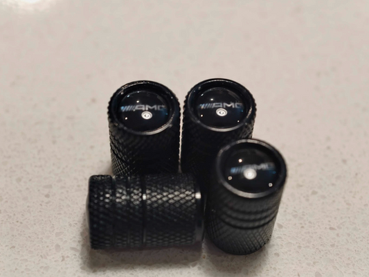 4x fits Mercedes AMG Tire Valve Stem Caps For Car Truck ON BLACK