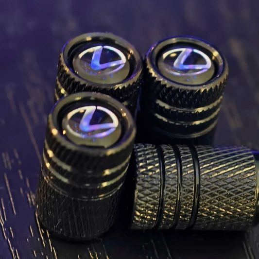 4x fits LEXUS Tire Valve Stem Caps For Car Truck ON BLACK