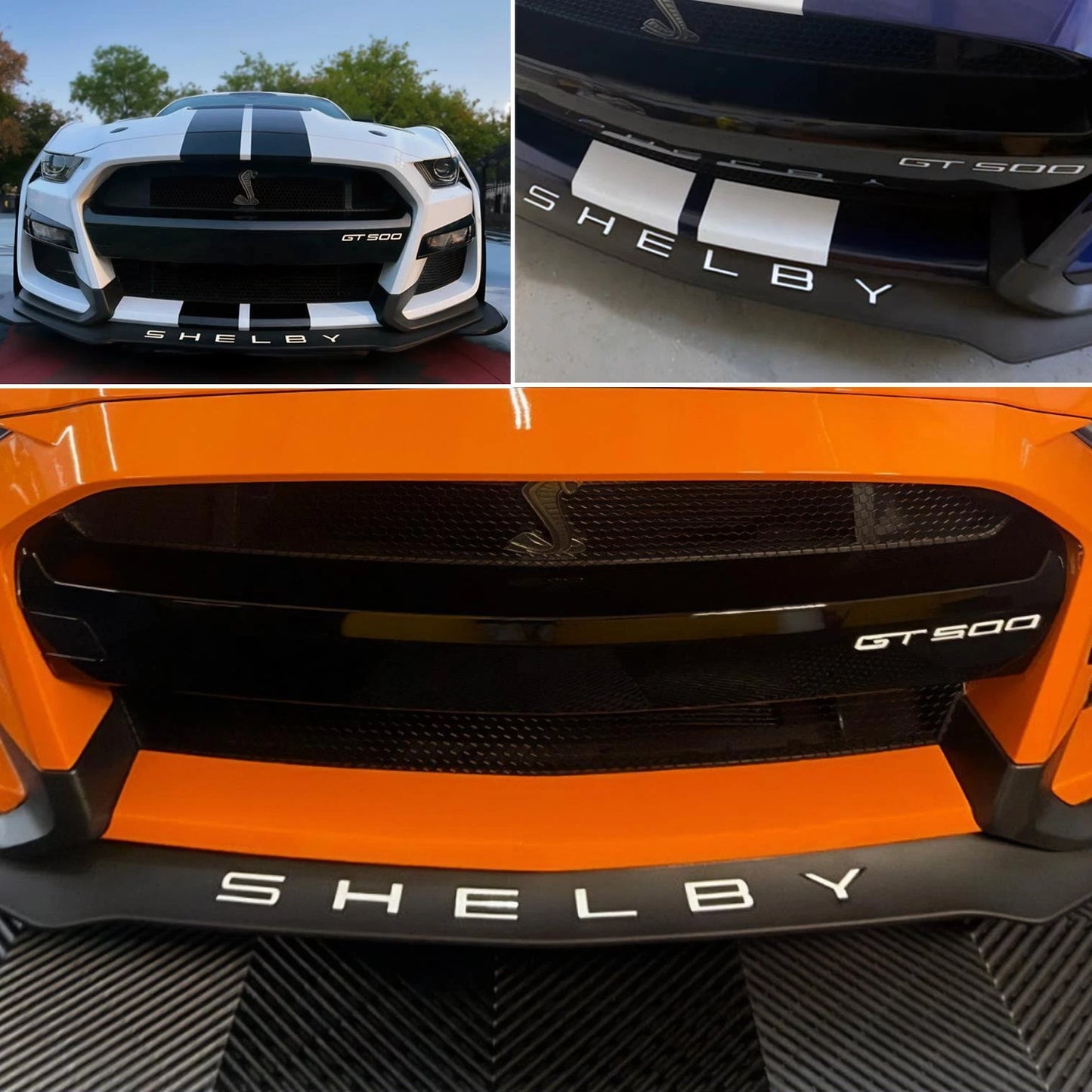 SHELBY + GT500 SPOILER SPLITTER BUMPER WHITE PLASTIC LETTERS INSERTS 2020 - 2024 (Copy)