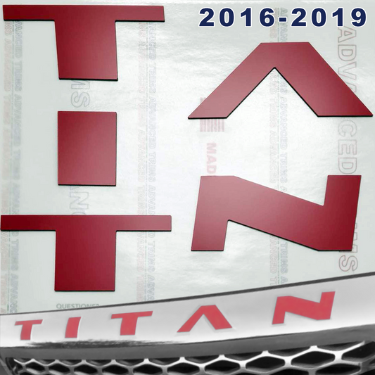 Letras rojas para Nissan Titan Hood Grill ABS insertos de plástico 2016 2017 2018 2019