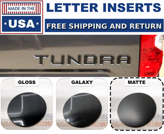 Matte Black Raised Tailgate Letters for Toyota Tundra 2014-2021 Plastic Inserts