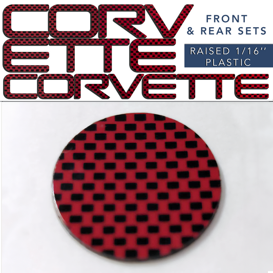 Red Carbon FRONT & REAR Plastic Raised Letter Inserts fits Corvette C4 1991-1996