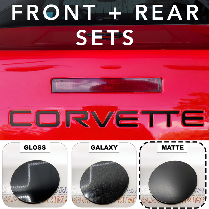 Matte Black FRONT & REAR Plastic Raised Letters Inserts fits Corvette C4 1991-96