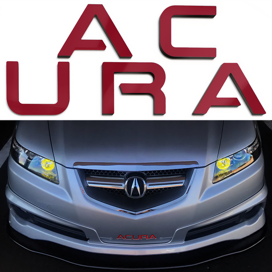 Red Raised Plastic Letters Inserts Acura TL 2004-2008 Front Bumper