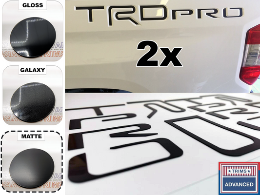 2x TRD Pro Matte Black Bedside Raised Plastic Letters Insert 2014-2021