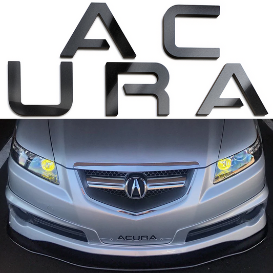 Galaxy Black Raised Plastic Letters Inserts Acura TL 2004-2008 Front Bumper