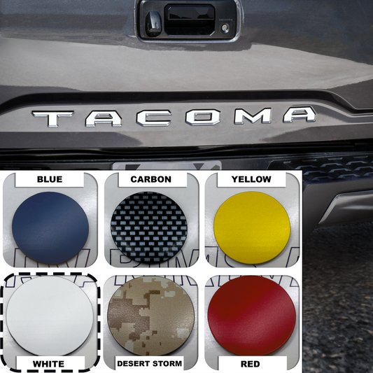 White Raised Plastic Letters Inserts Toyota Tacoma 2016-2023 Tailgate