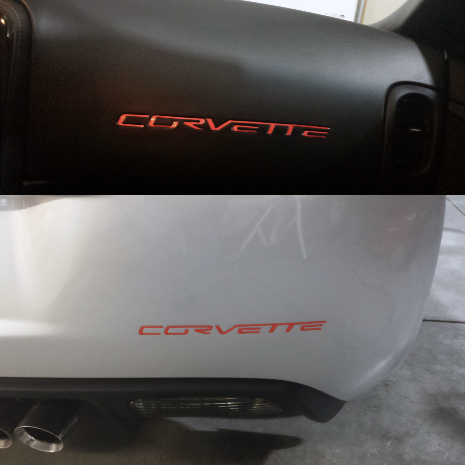 2005-2013 Corvette C6 RED Plastic Letters Rear Bumper Emblem Decals ...
