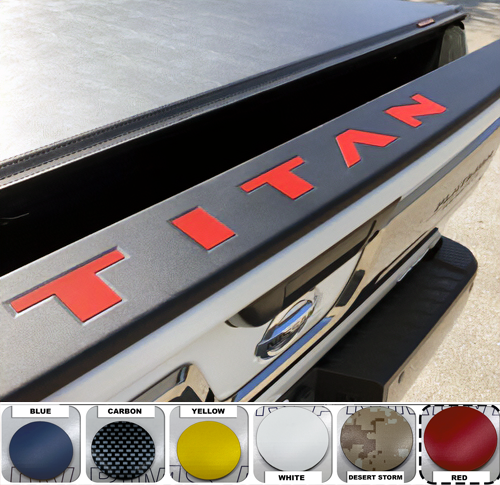 Letras Rojas para Inserciones de Plástico Protector de Portón Trasero Nissan Titan 2016 - 2021 