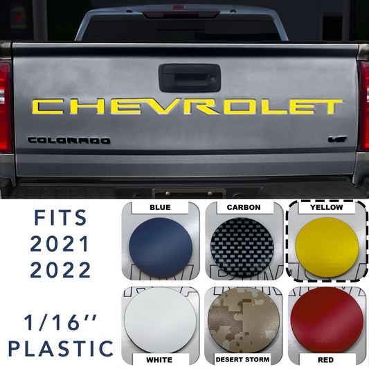 Yellow Raised Plastic Tailgate Letters Inserts Chevrolet Colorado 2021 2022