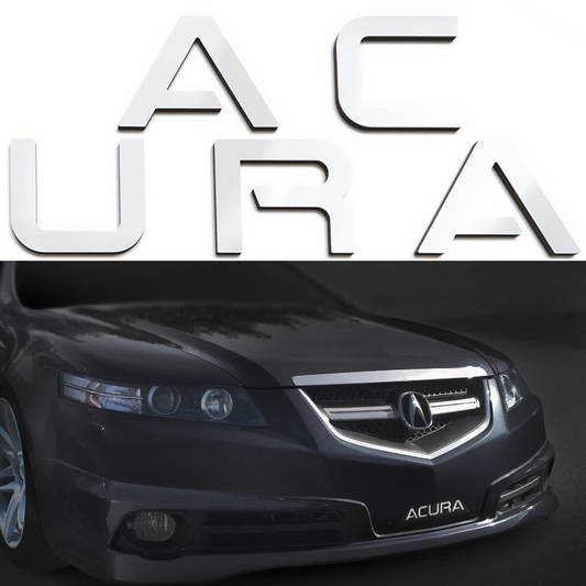 White Raised Plastic Letters Inserts Acura TL 2004-2008 Front Bumper