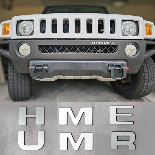 SET OF 3: Silver Alum Front Bumper Letters for Hummer H3 ABS Plastic Inserts