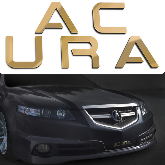 Gold Raised Plastic Letters Inserts Acura TL 2004-2008 Front Bumper