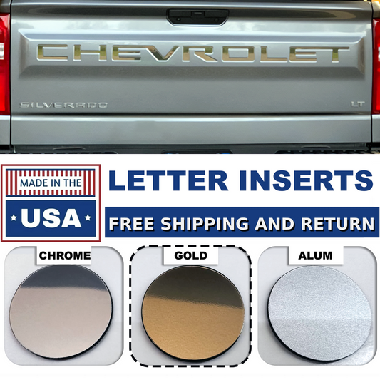 Gold Raised Tailgate letters Chevrolet Silverado 2019-2024 Inserts