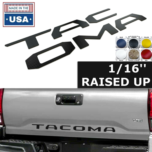 Carbon Raised Plastic Letters Inserts Toyota Tacoma 2016-2023 Tailgate