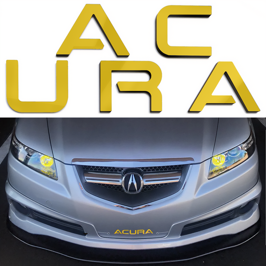 Yellow Raised Plastic Letters Inserts Acura TL 2004-2008 Front Bumper