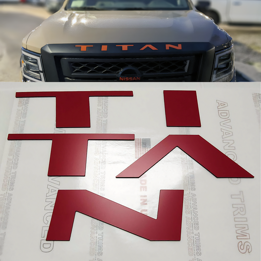 Lot de 3 :Lettres en plastique ROUGE Nissan Titan Capot de calandre avant 2020 2021 2022 2023