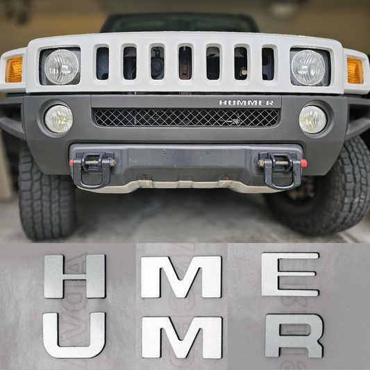 Silver Alum Front Bumper Letters for Hummer H3 ABS Plastic Inserts