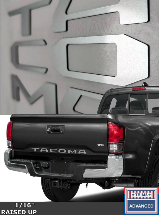 Silver Alum Raised Plastic Letters Inserts fits Toyota Tacoma 2016-2023 Tailgate