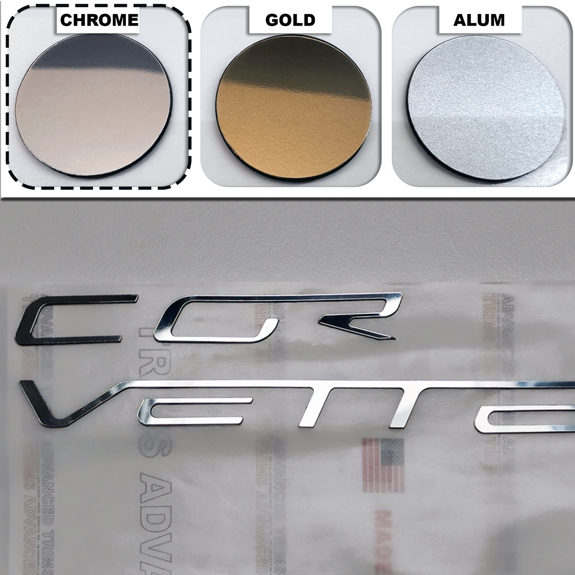2005-2013 Corvette C6 CHROME Plastic Letters Rear Bumper Emblem Decals ...
