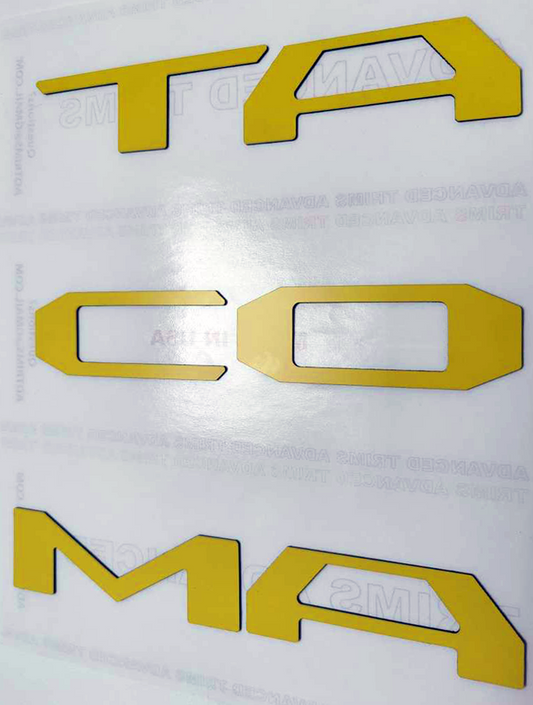 Yellow Raised Plastic Letters Inserts fits Toyota Tacoma 2016-2023 Tailgate