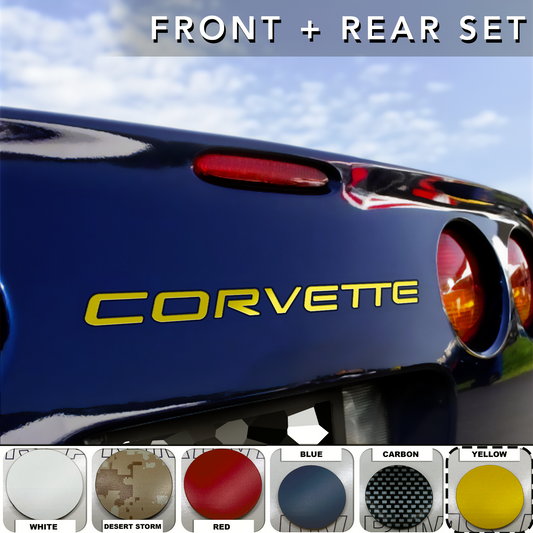 YELLOW 1/16 RAISED LETTERS FOR C5 CORVETTE 97-2004 FRONT + REAR US MADE